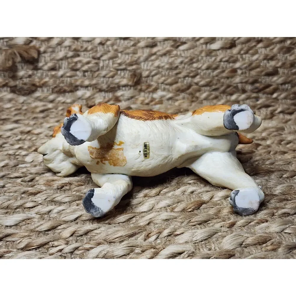 Andrea by Sadek Porcelain Brown White Bulldog Figurine Shelf Tabletop Decor